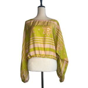 Anthropologie- Swati Vijaivargie- Cropped graphic long sleeved top- size L-NWT